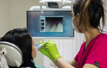 Dental patient undergoing oral screening.